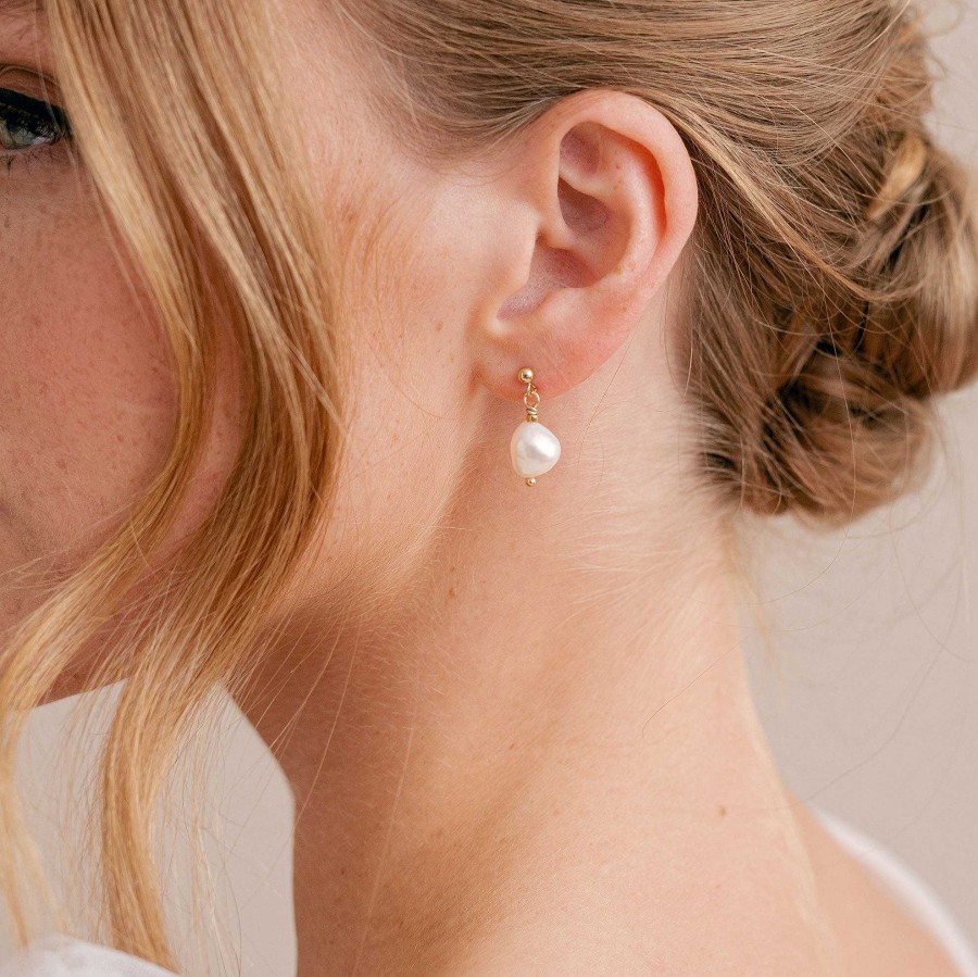 Wedding Jewellerywedding Jewellery Arianna Bespoke | Mini Pearl Drop Stud Earrings (Gold)