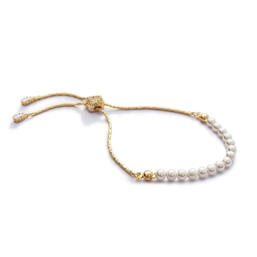 Wedding Jewellerywedding Jewellery Ivory & Co | Carlisle Pearl Delicate Toggle Bracelet (Gold)