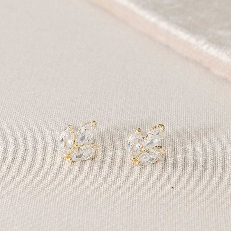 Wedding Jewellerywedding Jewellery Aria | Mimi Clustered Crystal Bridal Stud Earrings (Gold)