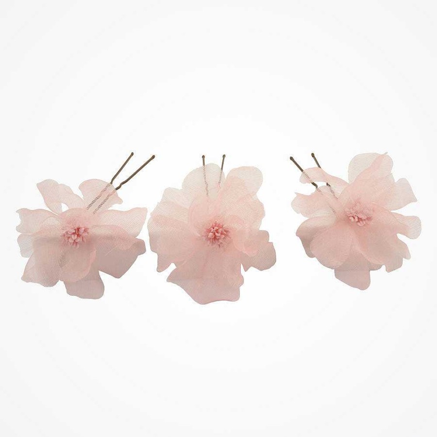 Wedding Hair Accessorieswedding Hair Accessories Chez Bec | Iris Trio Of Pink Organza Flowers Hair Pins