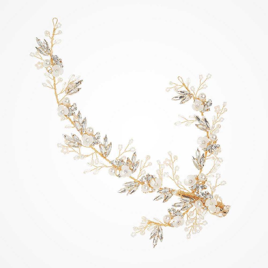 Wedding Hair Accessorieswedding Hair Accessories Aria | Ibiza Crystallised Gold Floral Headpiece