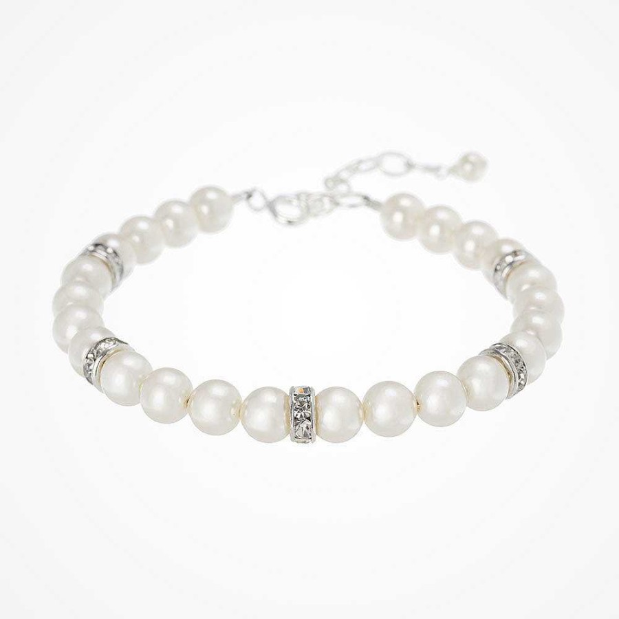 Wedding Jewellerywedding Jewellery Chez Bec | Crystal Elegance Pearl Bracelet (Silver)