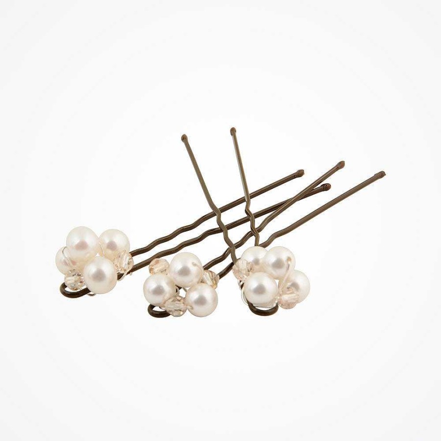 Wedding Hair Accessorieswedding Hair Accessories Chez Bec | Blossom Champagne Pearl Hair Pins (Set Of 3)