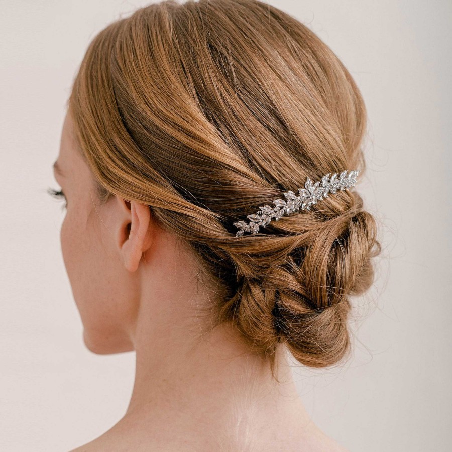 Wedding Hair Accessorieswedding Hair Accessories Aria | Ren Clustered Crystal Leaves Hair Comb