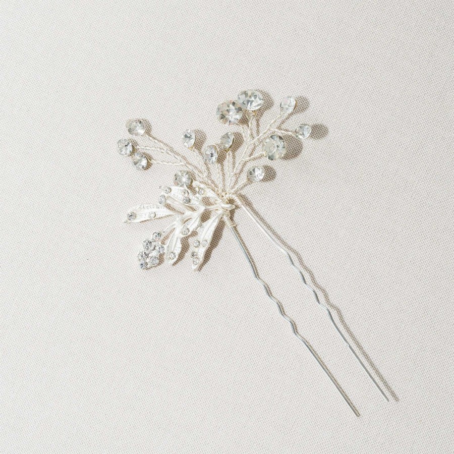 Wedding Hair Accessorieswedding Hair Accessories Aria | Izabelline Floral Hair Pin (Silver)