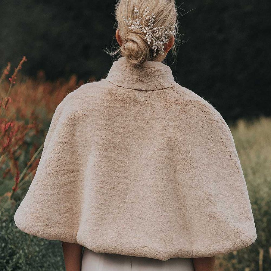 Veils, Cover-Ups And Beltsveils, Cover-Ups And Belts Aria | Almond Faux Fur Cape