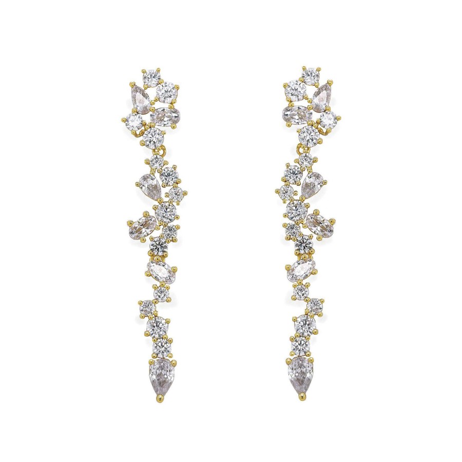 Wedding Jewellerywedding Jewellery Ivory & Co | Islington Crystal Cluster Drop Earrings (Gold)