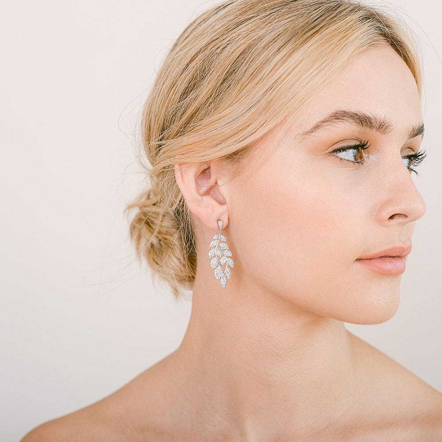 Wedding Jewellerywedding Jewellery Aria | Lorne Crystal Leaf Drop Earrings