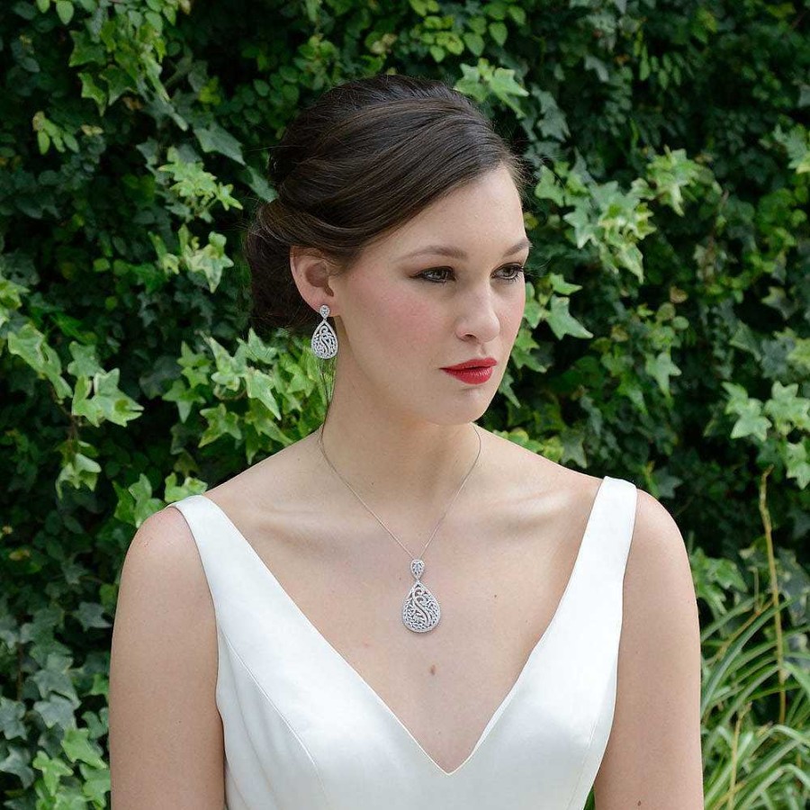 Wedding Jewellerywedding Jewellery Ivory & Co | Grand Central Crystal Teardrop Pendant