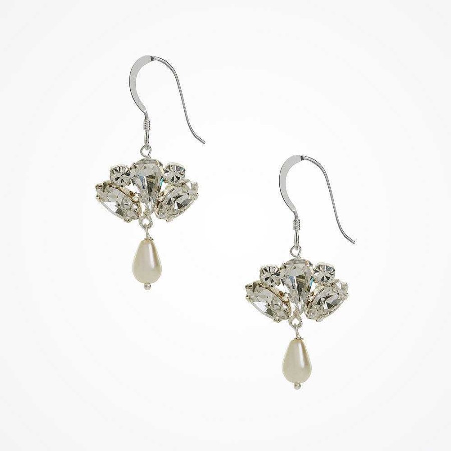 Wedding Jewellerywedding Jewellery Laurel Lime | Ellie Deco Diamante Fan And Pearl Drop Earrings