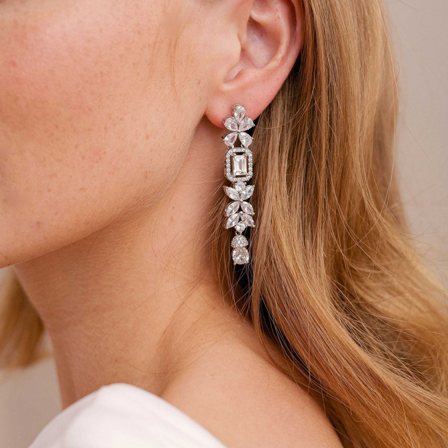 Wedding Jewellerywedding Jewellery Aria | Simone Antique Inspired Crystal Drop Earrings