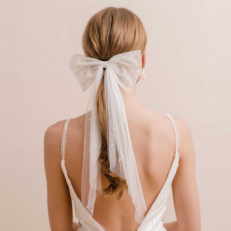 Wedding Hair Accessorieswedding Hair Accessories Aria | Pearl Bow Veil