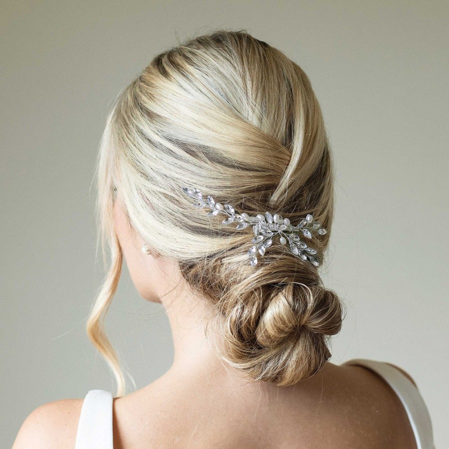 Wedding Hair Accessorieswedding Hair Accessories Ivory & Co | Pearl Glimmer Crystal Spray Clip (Silver)