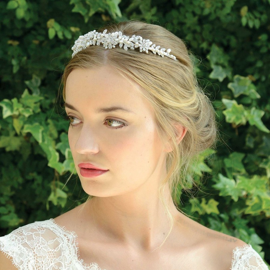 Wedding Hair Accessorieswedding Hair Accessories Ivory & Co | Blanche Silver Crystal And Pearl Flower Cluster Headpiece