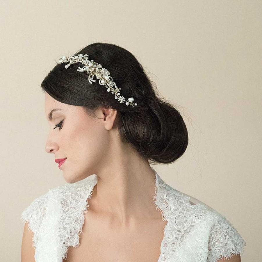 Wedding Hair Accessorieswedding Hair Accessories Ivory & Co | Gold Pearl Crescent Comb