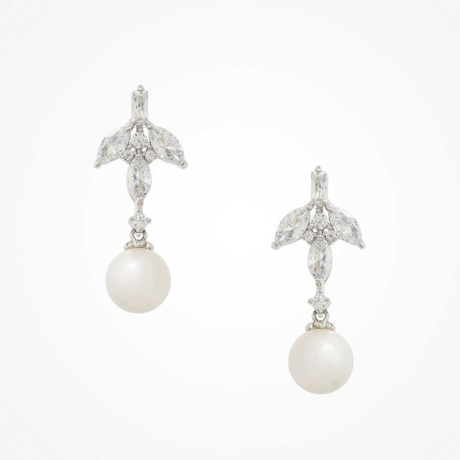 Wedding Jewellerywedding Jewellery Aria | Rosette Pearl Drop Earrings