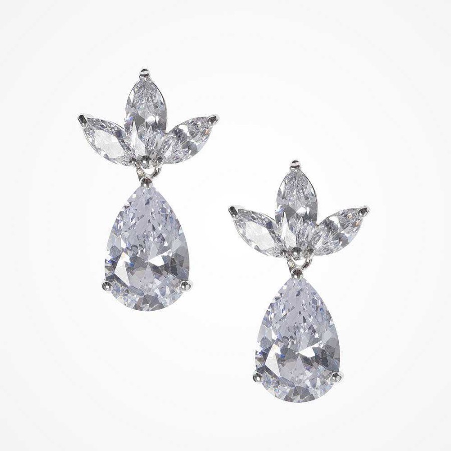 Wedding Jewellerywedding Jewellery Liberty in Love | Ritza Cz Leaf Teardrop Earrings (Silver)