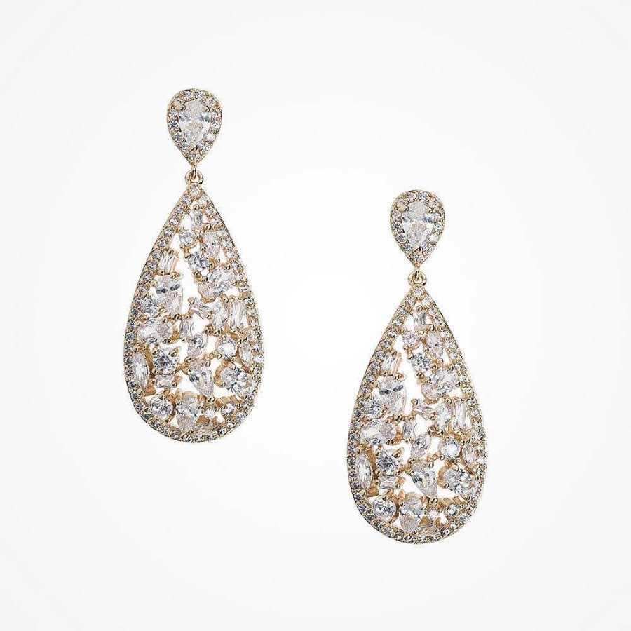 Wedding Jewellerywedding Jewellery Ivory & Co | Pasadena Gold Crystal Teardrop Earrings